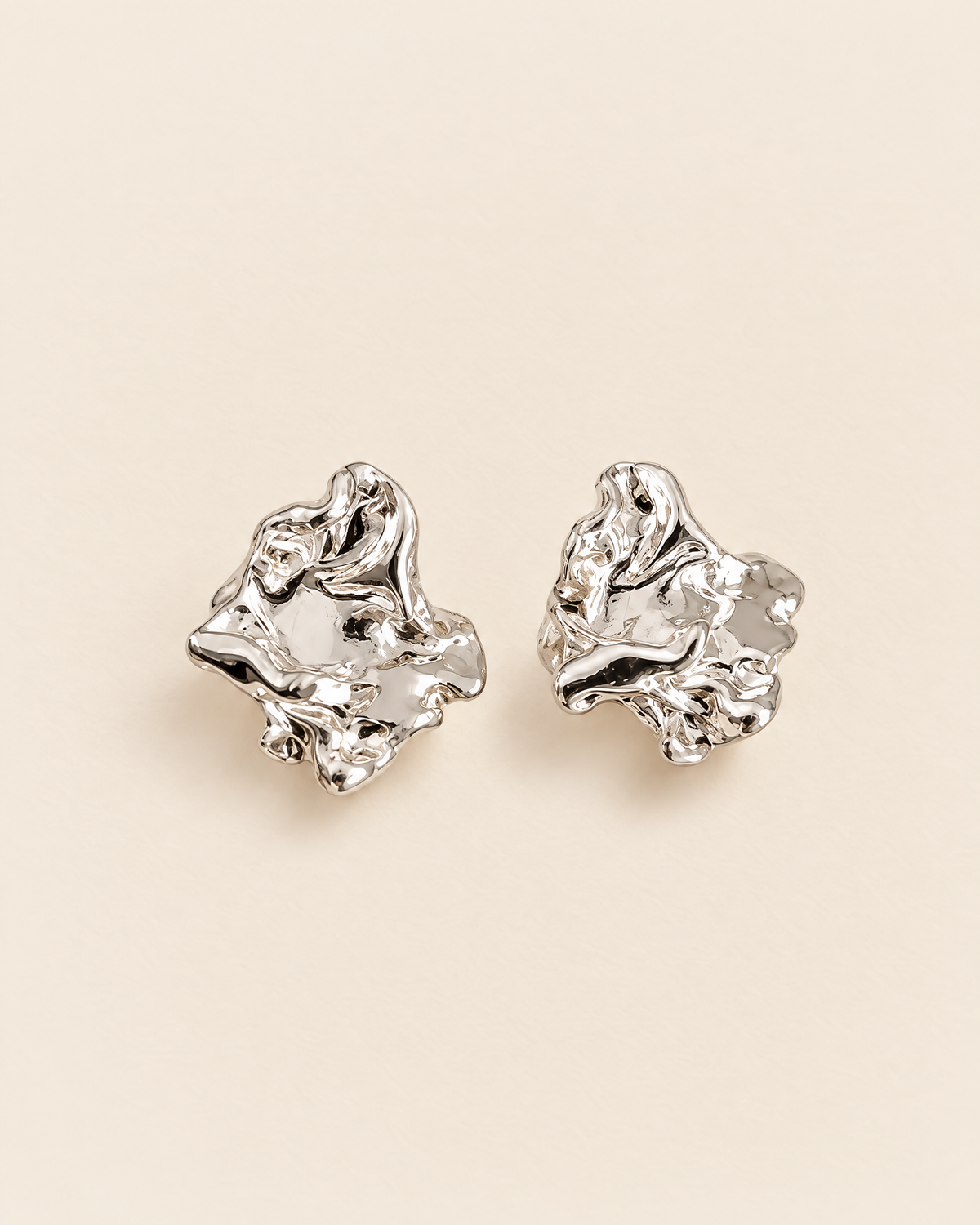 Molten Statement Studs in silver