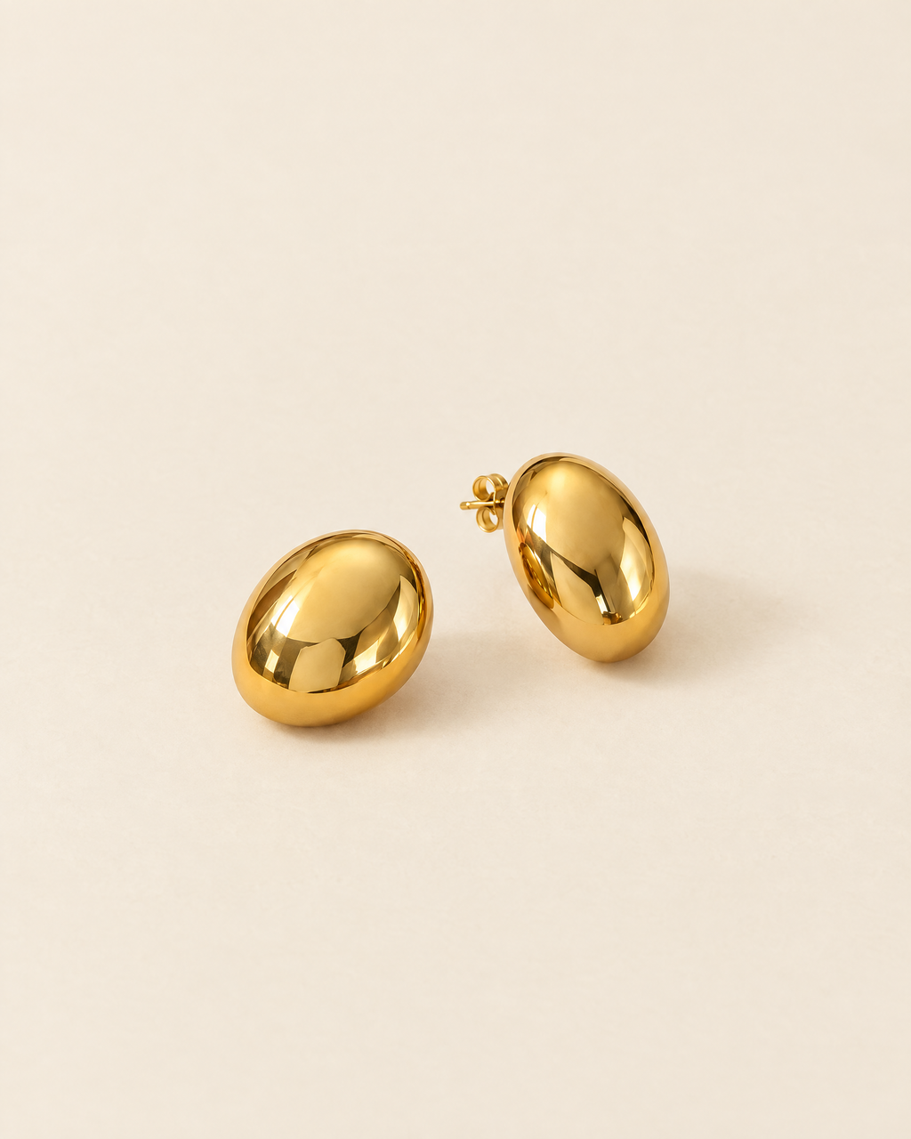 Vintage Gold Dome Earrings on cream